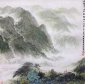 黄展时作品《回首青山半是云》  规格：66x66cm